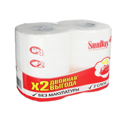 Бумага туалетная 2сл/4шт Sun Day Белая  в Нефтеюганске
